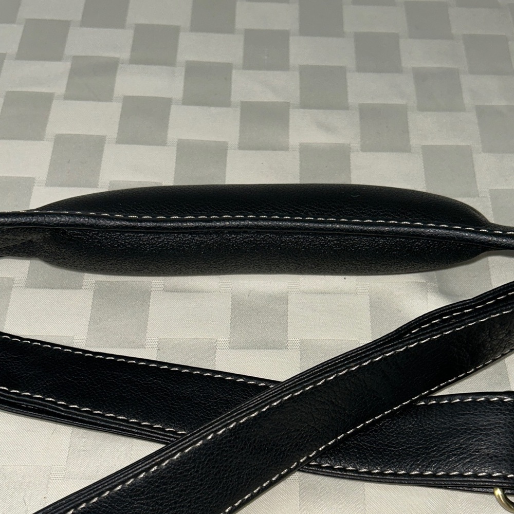 Thick Padded Black Pebbled Leather Replacement Bag Strap